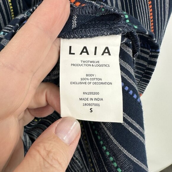 LAIA ANTHROPOLOGIE nantucket romper jumpsuit shorts embroidered striped S